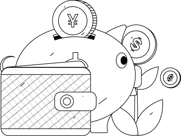Deposit money in piggy bank via wallet  Illustration