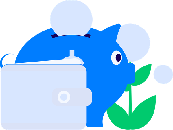 Deposit money in piggy bank via wallet  Illustration