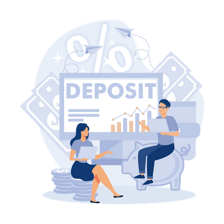 Deposit money into investment  Illustration