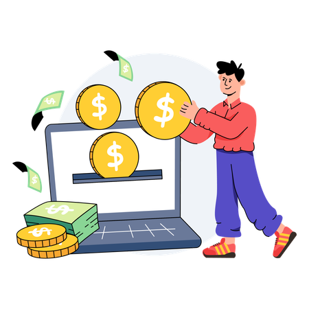 Depositing Money Online  Illustration