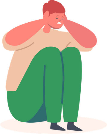Depressed boy Illustration