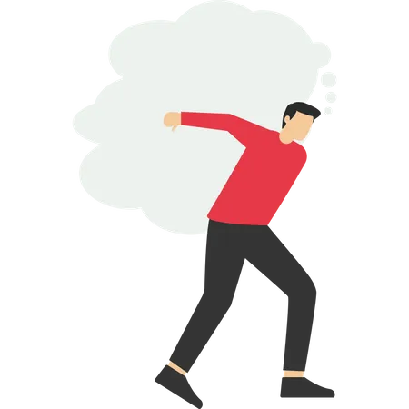Depressed businessman trying to carry a heavy burden  Illustration