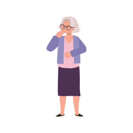 Depressed Elderly Lady Contemplating Life  Illustration
