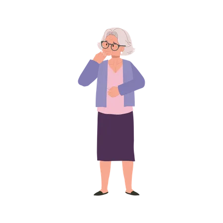 Depressed Elderly Lady Contemplating Life  Illustration
