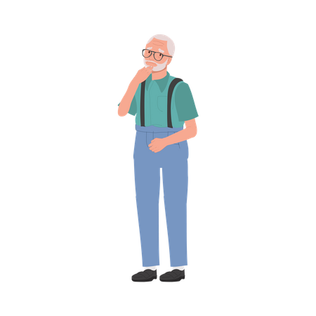 Depressed Elderly man Contemplating Life  Illustration