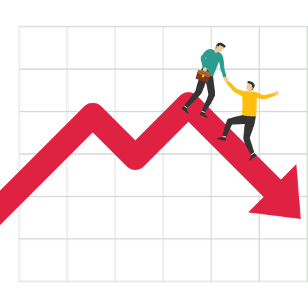 Depressed graph with business assistance  Illustration