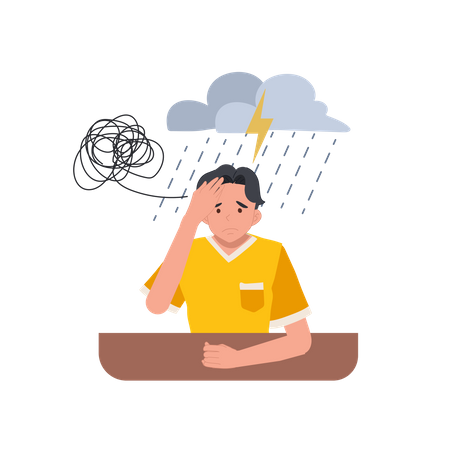 Depressed male character  Illustration