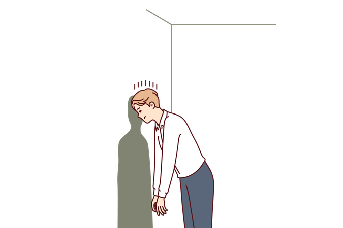 Depressed man is finding solution  Illustration