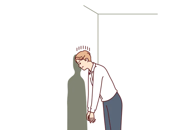 Depressed man is finding solution  Illustration