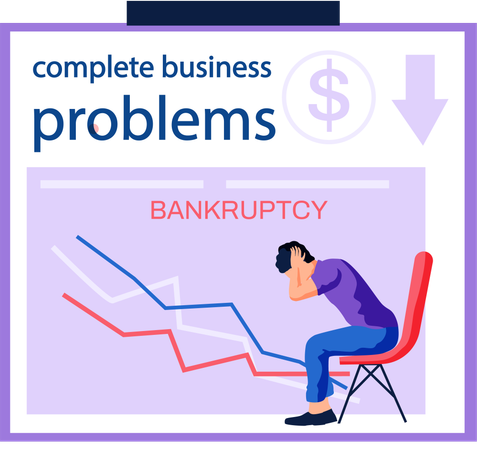 Depressed man scared of bankruptcy and financial crisis  Illustration