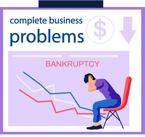 Depressed man scared of bankruptcy and financial crisis  Illustration