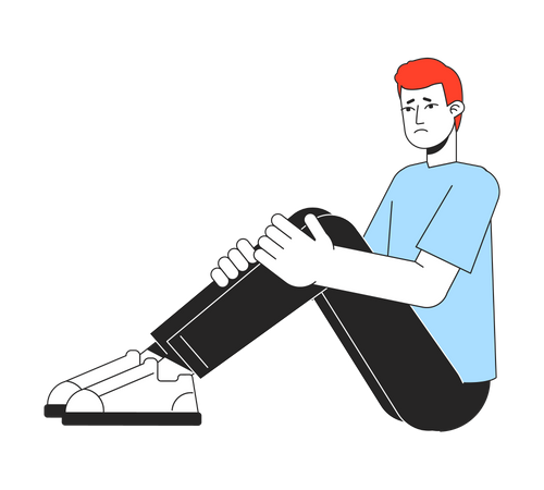 Depressed man sitting alone  Illustration