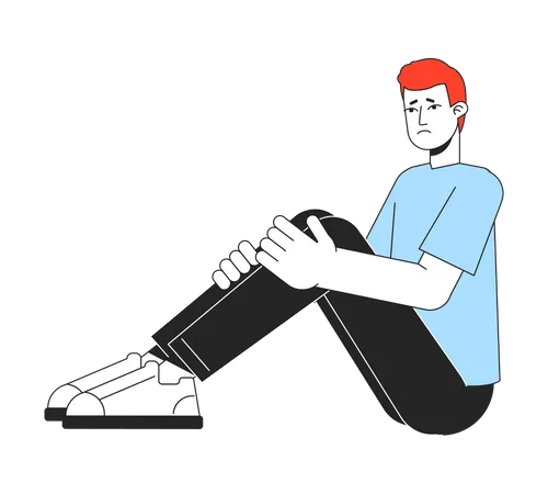 Depressed man sitting alone  Illustration