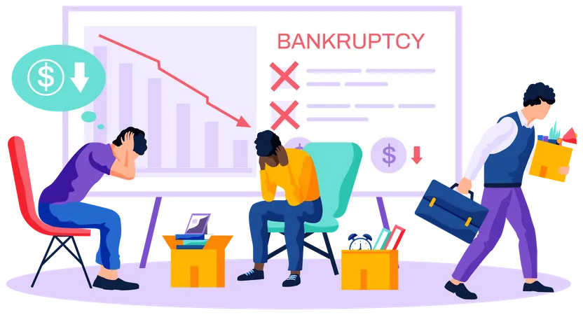 Depressed people suffer from bankruptcy Illustration