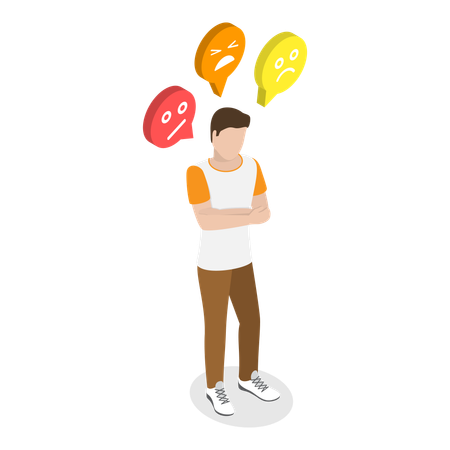 Depressed teenager standing  イラスト