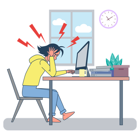 Depressed Working woman Illustration