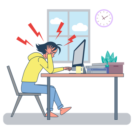 Depressed Working woman  Illustration