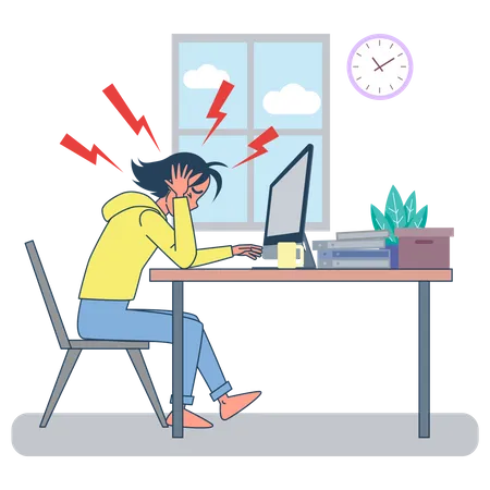 Depressed Working woman  Illustration