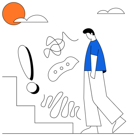 Depression man walking alone  Illustration