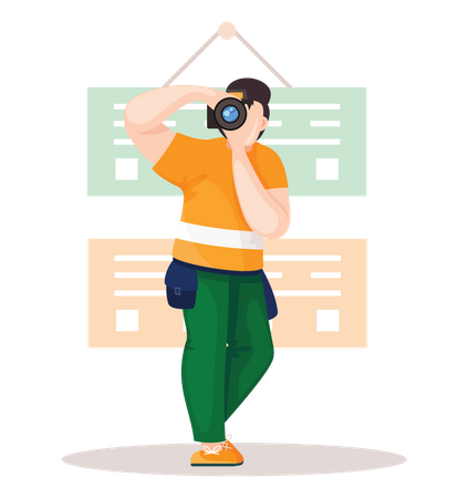 Der fotograf macht bilder im büro  Illustration