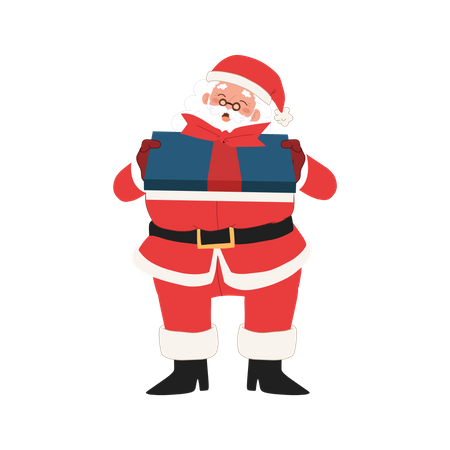 Der glückliche Weihnachtsmann gibt eine Geschenkbox  Illustration