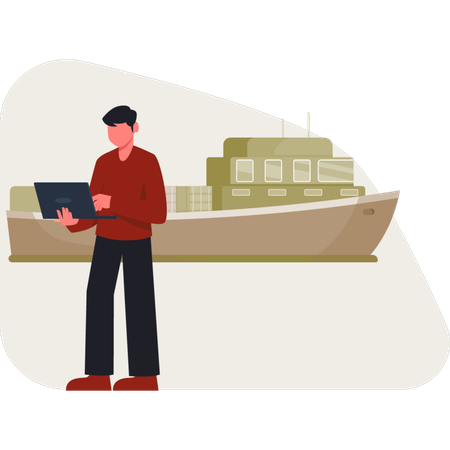 Der Geschäftsmann arbeitet am Laptop  Illustration