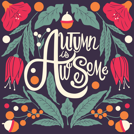 Der Herbst ist fantastisch, handbeschriftete Typografie, modernes Plakatdesign  Illustration