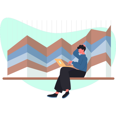 Der Junge denkt über analytische Daten nach  Illustration