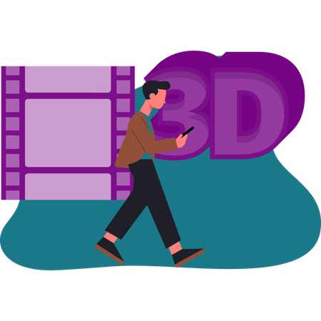 Der Junge läuft in der Nähe von 3D-Rollen  Illustration