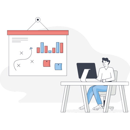 Der Junge macht taktische Planung  Illustration