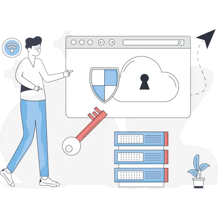 Der Junge macht Web-Datenschutz  Illustration