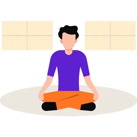 Der Junge macht Yoga  Illustration