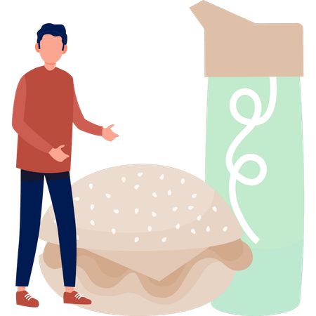 Der Junge präsentiert Junk Food  Illustration