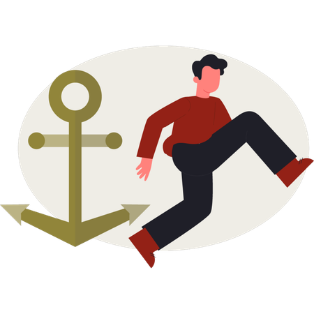 Der Junge rennt zum Anker  Illustration