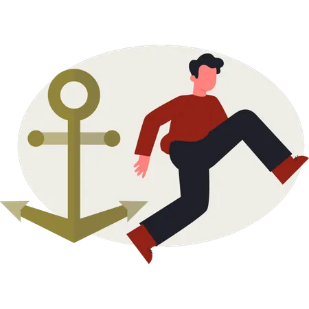 Der Junge rennt zum Anker  Illustration