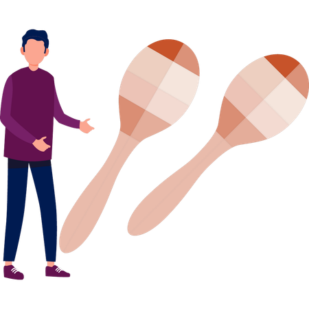 Der Junge schaut Maracas zu  Illustration