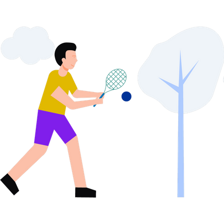 Der Junge spielt Badminton  Illustration