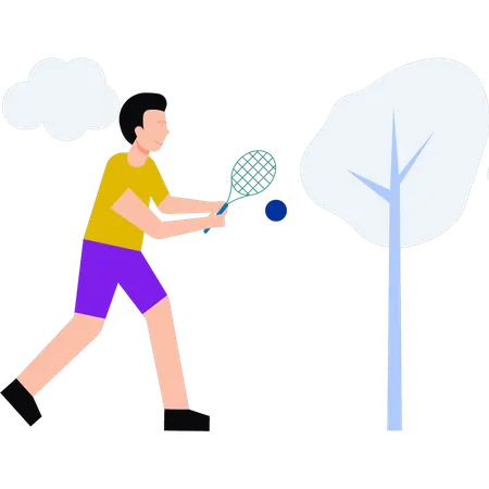 Der Junge spielt Badminton  Illustration