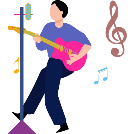 Der Junge spielt Gitarre  Illustration