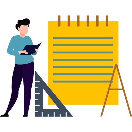 Der Junge studiert Geometrie  Illustration