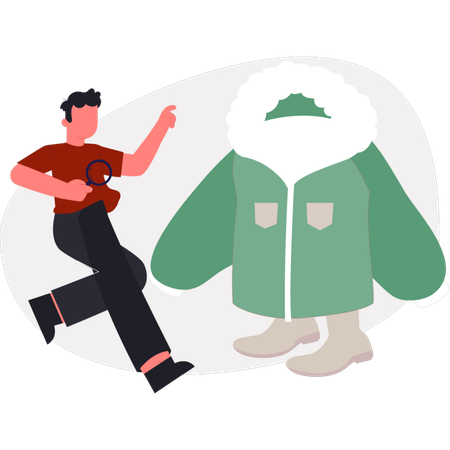 Der Junge sucht einen warmen Wintermantel  Illustration