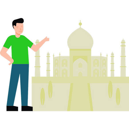 Der Junge zeigt auf das Taj Mahal  Illustration