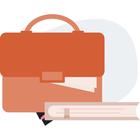 Der Junge zeigt Büchertasche  Illustration