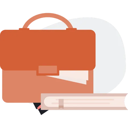 Der Junge zeigt Büchertasche  Illustration