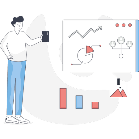 Der Junge zeigt Business-Networking  Illustration