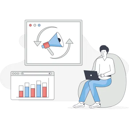 Der Junge zeigt Remarketing  Illustration