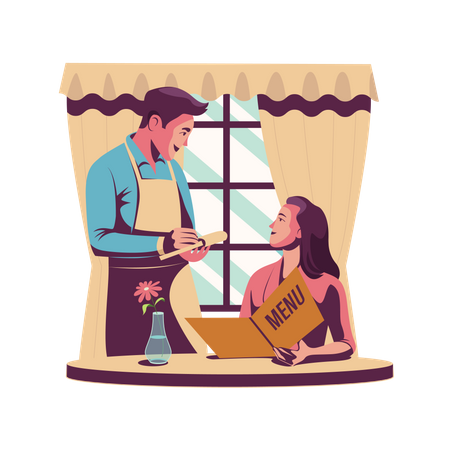 Der Kellner im Restaurant  Illustration
