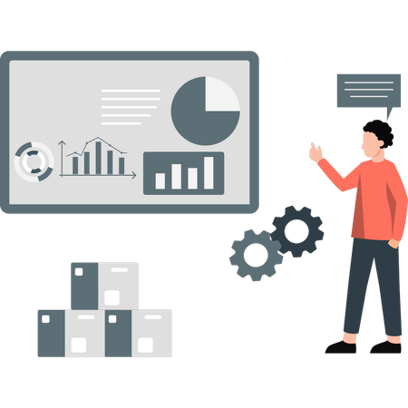 Der Manager untersucht Geschäftsdiagramm  Illustration