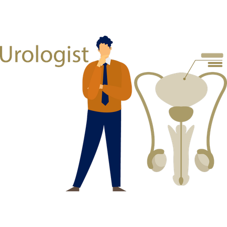 Der Mann denkt über das Urologensystem nach  Illustration