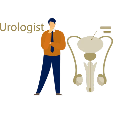 Der Mann denkt über das Urologensystem nach  Illustration